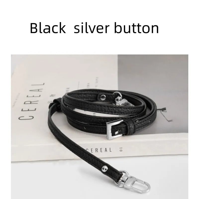 Storazone Black silver button Bag Transformation Accessories For Longchamp Mini Bag Straps Punch-free Genuine Leather Shoulder Strap Crossbody Conversion