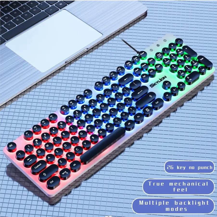 Storazone black SKYLION H300 Wired 104 Keys Membrane Keyboard Many Kinds of Colorful Lighting Gaming and Office For Windows and IOS System
