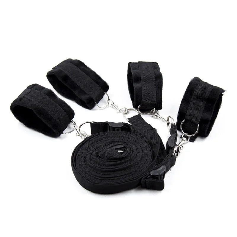 Storazone black SM bed strap bondage toys bed bondage bondage short hair erotic products hand and foot cuffs adult toys