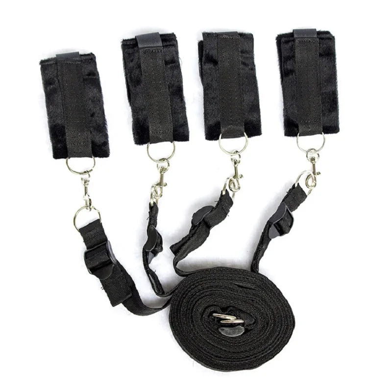 Storazone black SM bed strap bondage toys bed bondage bondage short hair erotic products hand and foot cuffs adult toys