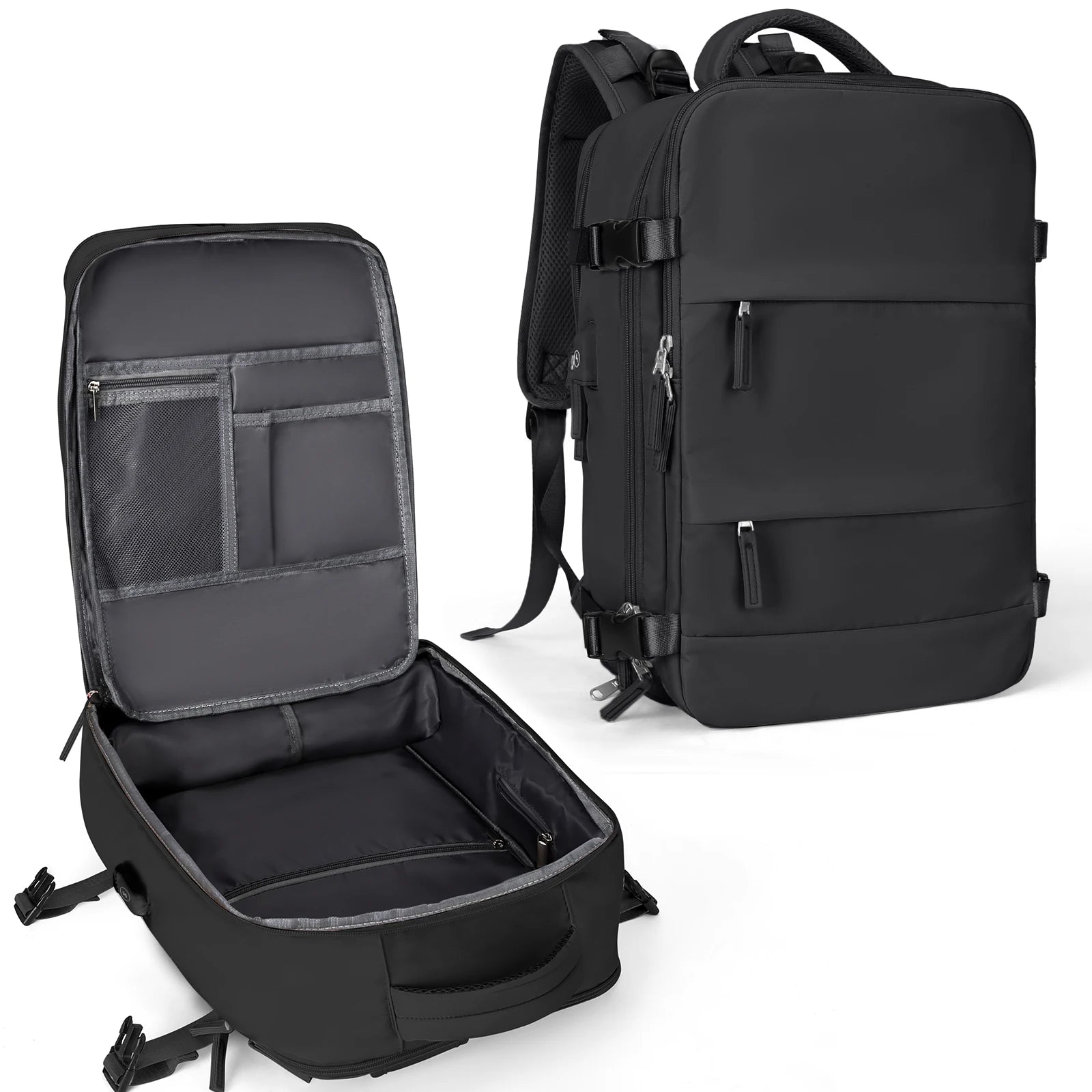 Storazone Black-Small Carry on Backpack, Large Travel Backpack for Women Men Airline Approved Gym Backpack Waterproof Business Luggage Laptop Daypack