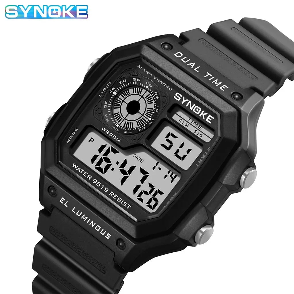 Storazone black SYNOKE Military Digital Watches Men Sports Luminous Chronograph Waterproof Male Electronic Wrist Watches Relogio Masculino