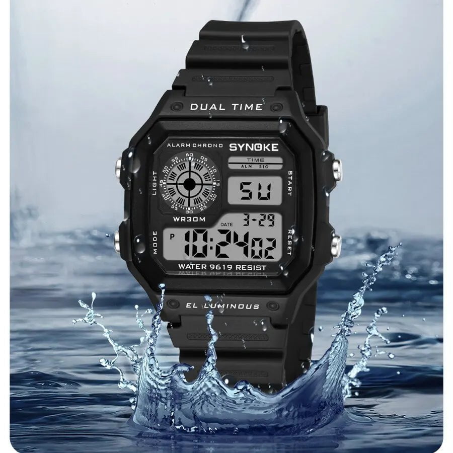 Storazone black SYNOKE Military Digital Watches Men Sports Luminous Chronograph Waterproof Male Electronic Wrist Watches Relogio Masculino