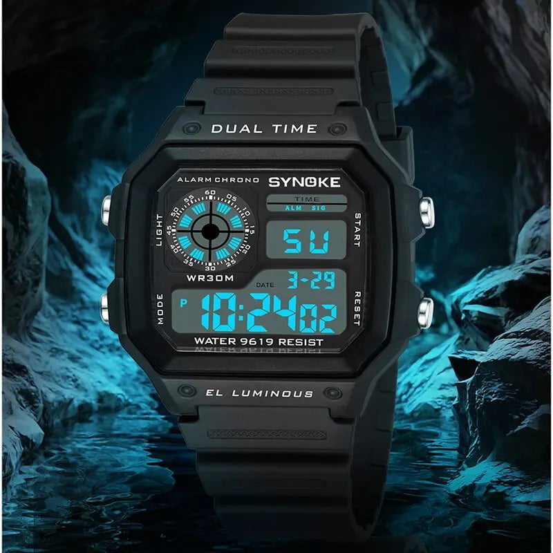 Storazone black SYNOKE Military Digital Watches Men Sports Luminous Chronograph Waterproof Male Electronic Wrist Watches Relogio Masculino