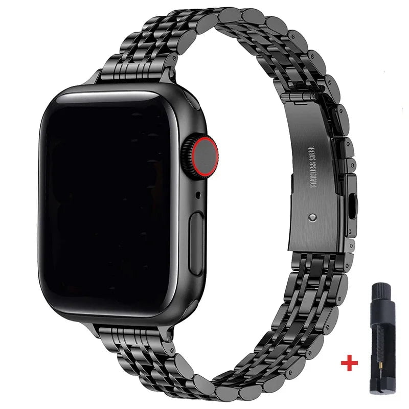 Storazone Black-Tool / 38 40 41mm / CHINA Stainless Steel Strap For Apple Watch Ultra 2 Band 49mm 42mm 44mm Metal Bracelet iWatch Series 9 8 7 6 SE 5 4 3 Women 45mm 41mm