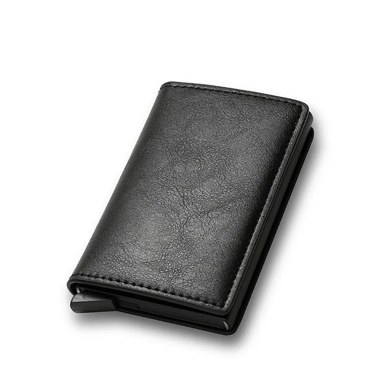 Storazone Black Top Quality Wallets Men Money Bag Mini Purse Male Vintage Brown Leather Rfid Card Holder Wallet Small Smart Wallet Pocket Walet