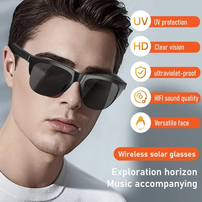 Storazone Black TWS Smart Glasses Wireless Bluetooth 5.3 Calling Sunglasses Sport HD Audio Hands-Free Music Anti-Blue Eyeglasses Outdoor