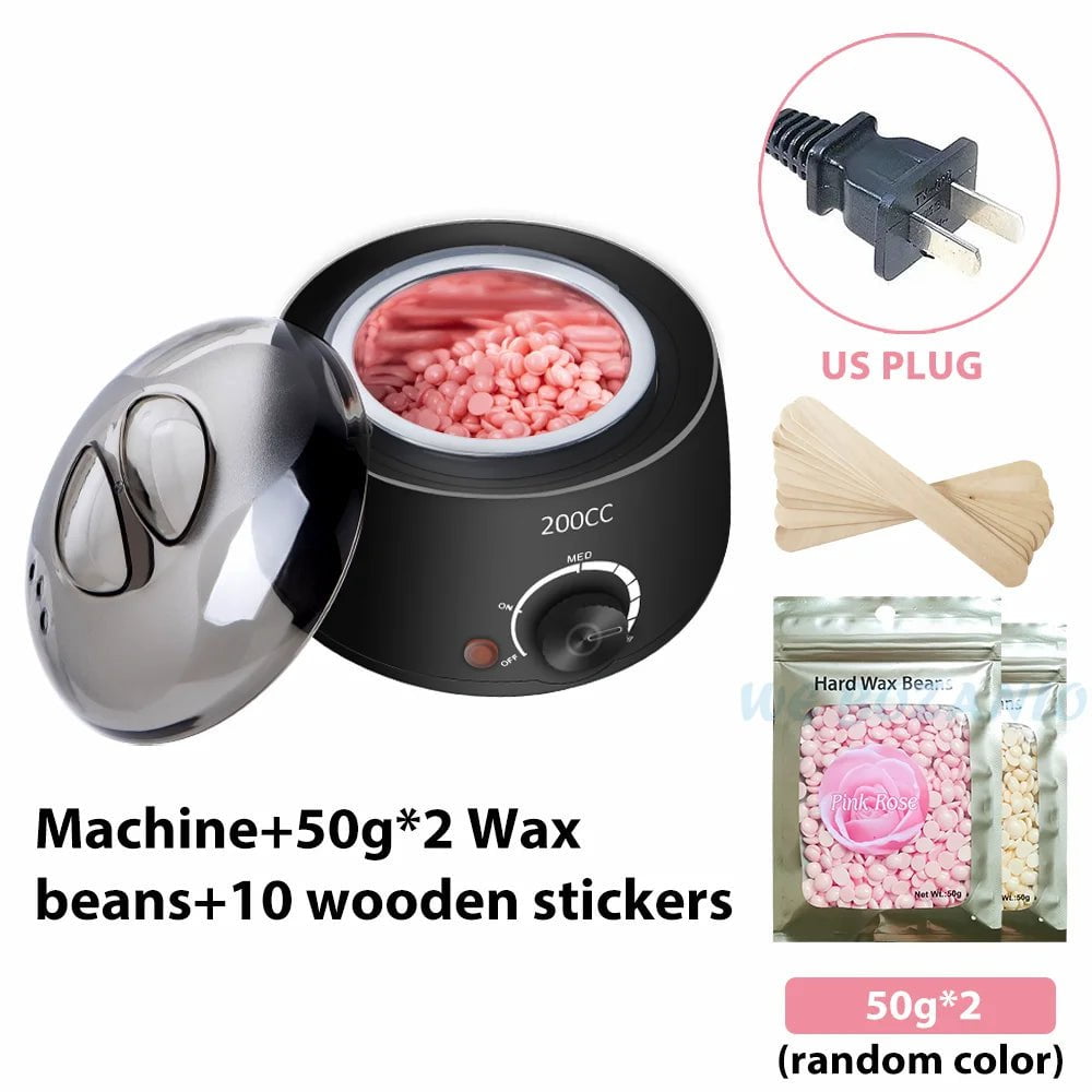 Storazone Black US 100g Beans 200CC Wax Heater Warmer Hair Removal Machine For Hand Foot Body SPA Epilator Paraffin Wax Pot +Wax Beans + Wood Sticks