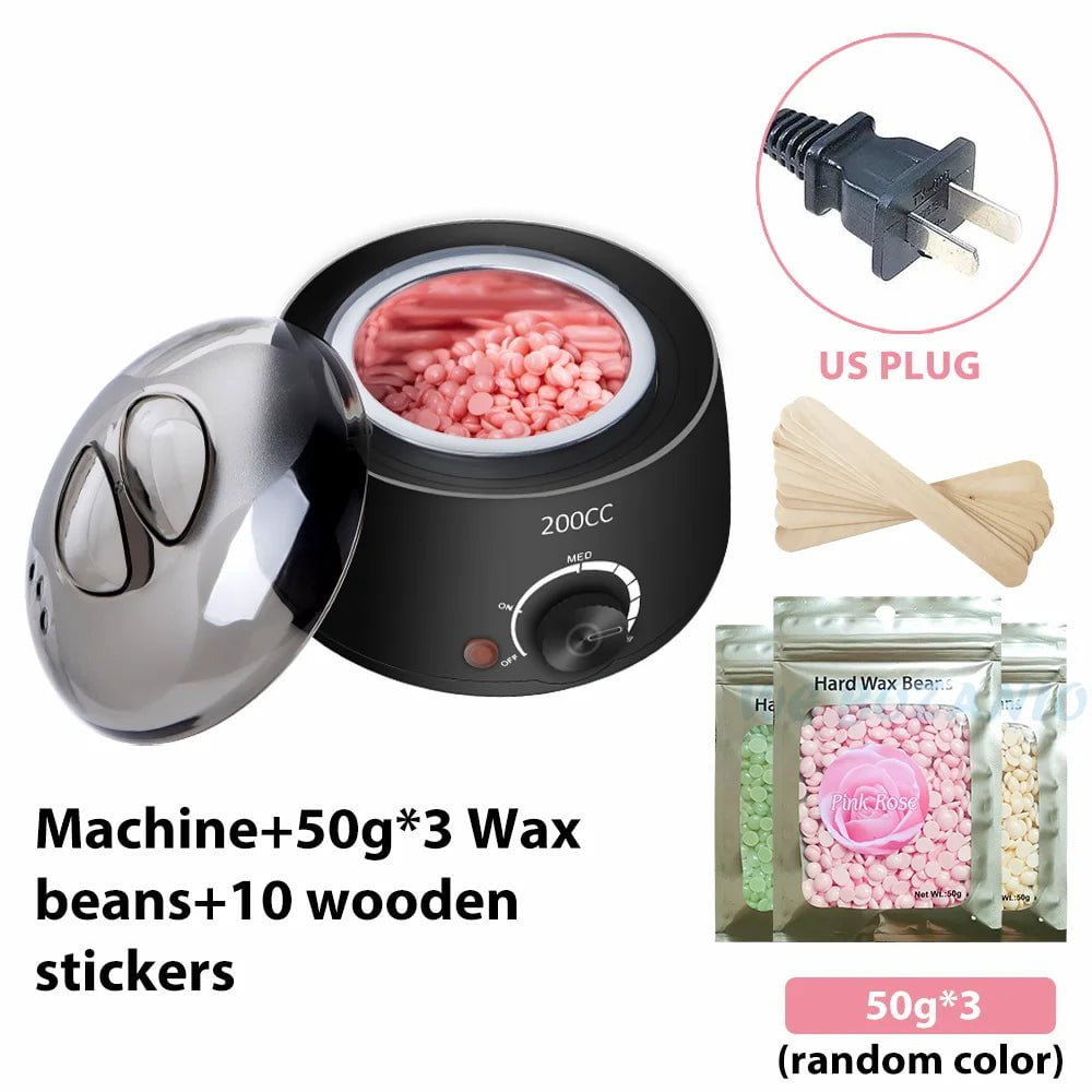 Storazone Black US 150g Beans 200CC Wax Heater Warmer Hair Removal Machine For Hand Foot Body SPA Epilator Paraffin Wax Pot +Wax Beans + Wood Sticks