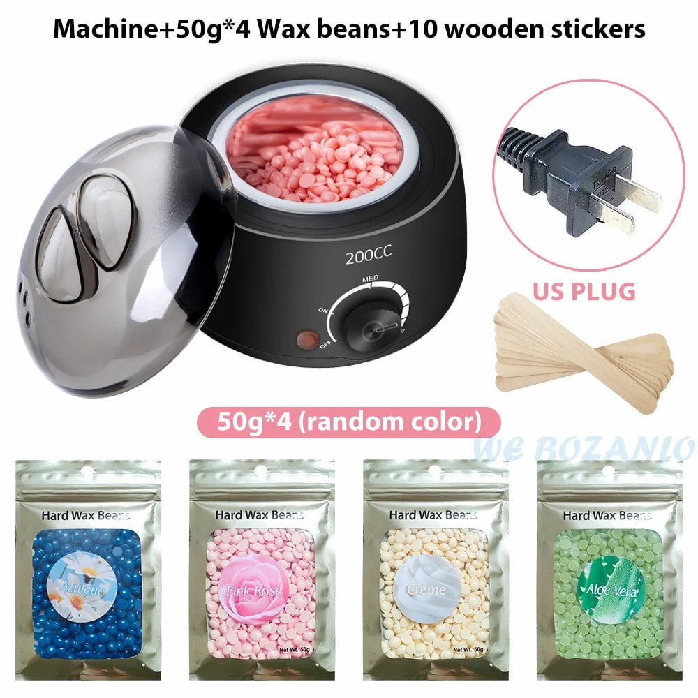 Storazone Black US 200g Beans 200CC Wax Heater Warmer Hair Removal Machine For Hand Foot Body SPA Epilator Paraffin Wax Pot +Wax Beans + Wood Sticks