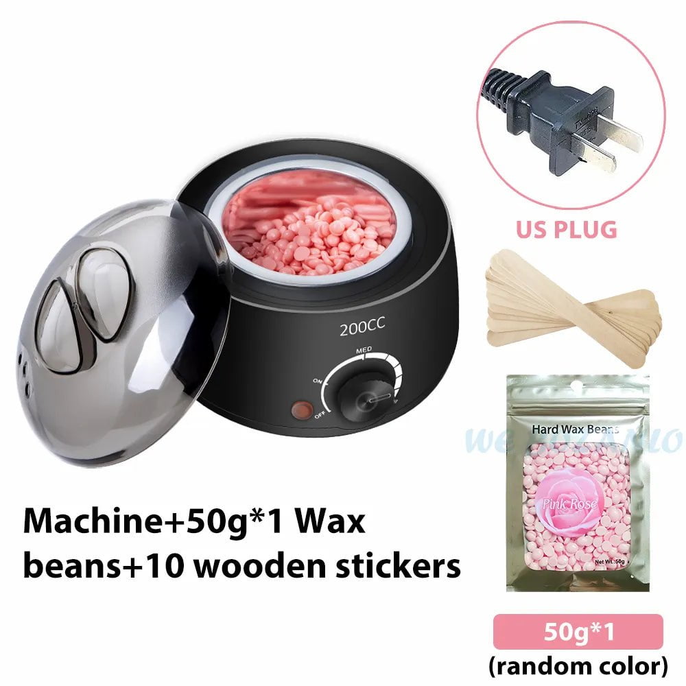 Storazone Black US 50g Beans 200CC Wax Heater Warmer Hair Removal Machine For Hand Foot Body SPA Epilator Paraffin Wax Pot +Wax Beans + Wood Sticks