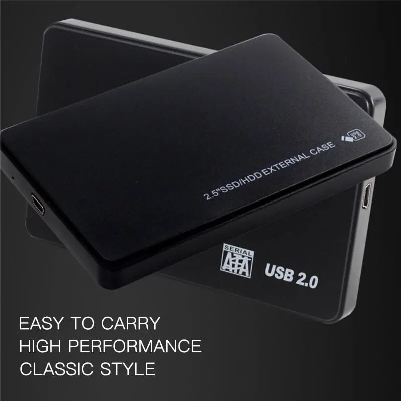 Storazone Black USB 2.0 HDD External Hard Drive Case 2.5 Inch Plastic SATA Enclosure SSD High Speed Transmission Support Window Mac Android