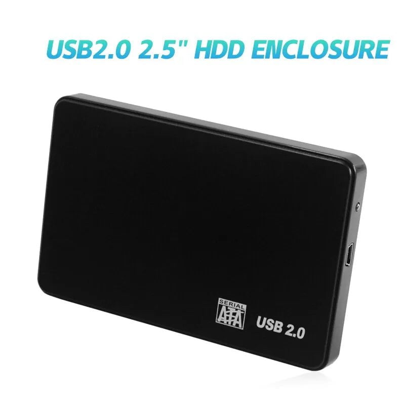 Storazone Black USB 2.0 HDD External Hard Drive Case 2.5 Inch Plastic SATA Enclosure SSD High Speed Transmission Support Window Mac Android