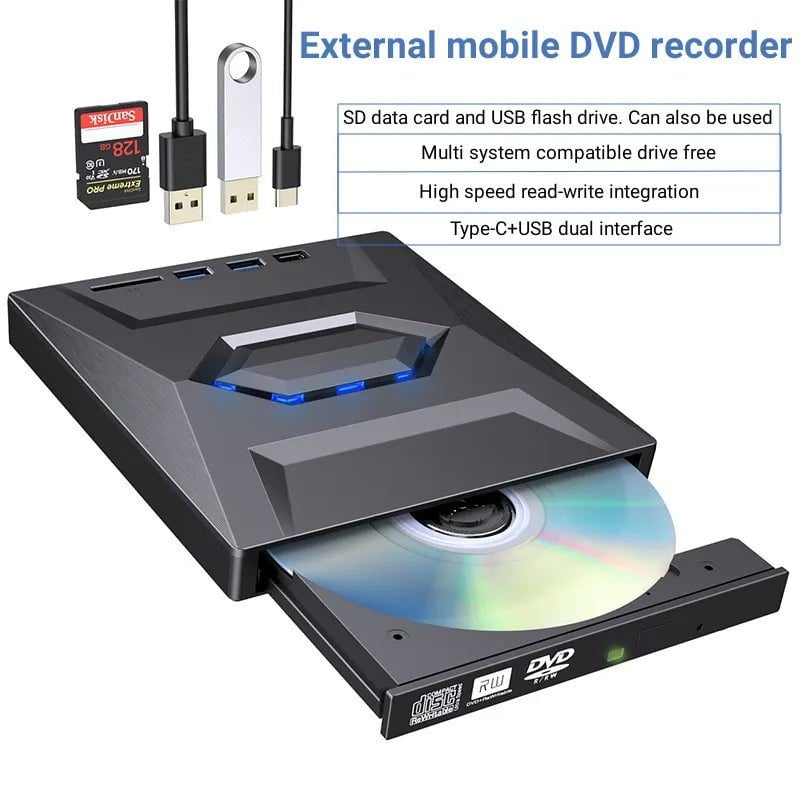 Storazone black USB 3.0Type C External CD DVD RW Optical Drive DVD Burner DVD Writer Super Drive For Laptop Notebook