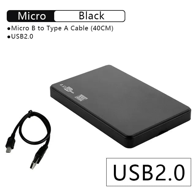 Storazone Black-USB2.0 3.0/2.0 HDD Enclosure  2.5inch SATA SSD Hard Drive Case with 5Gbps Transfer Speed and Transparent Design Mobile External Housing