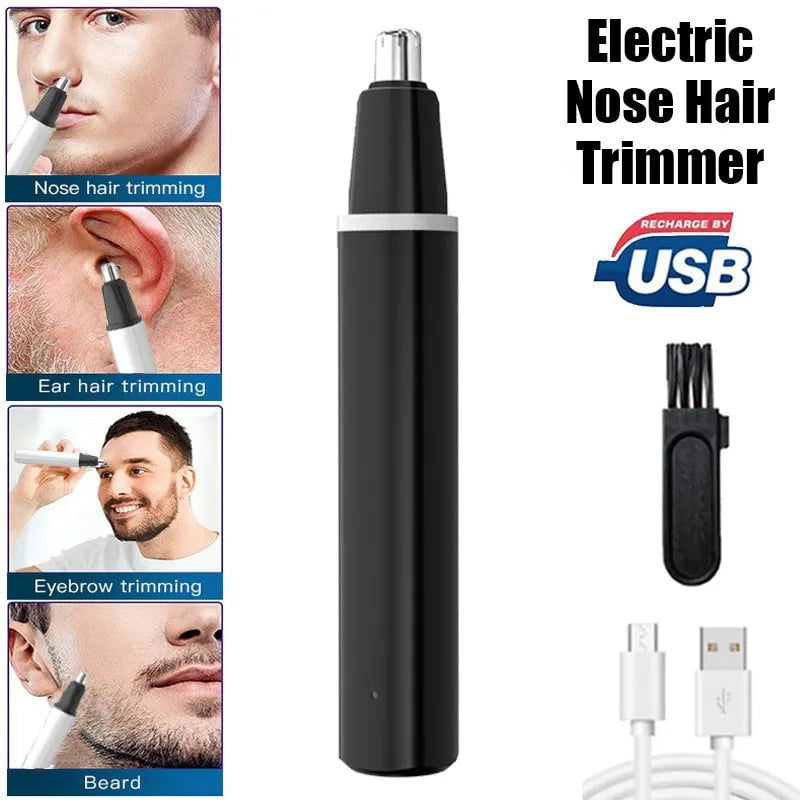 Storazone black Waterproof Nose Hair Trimmer Electric Rechargeable Nose Trimmer Men Shaver Razor Women Epilator Cutter Ear Neck Eyebrow Trimmer