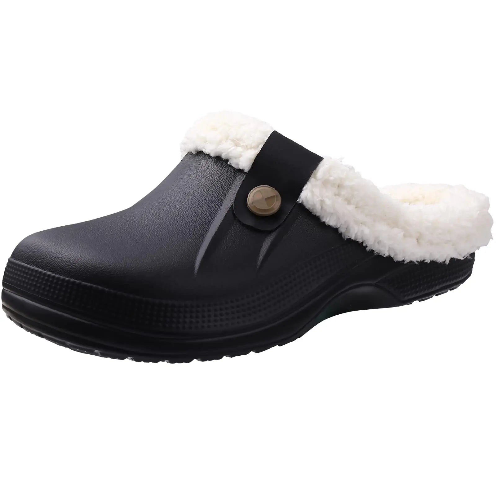 Storazone Black White / 35-36(8.6-8.8 inch) / CHINA Shevalues Plush Fur Clogs Slippers For Women Men Winter Soft Furry Slippers Waterproof Garden Shoes Multi-Use Indoor Home Shoes