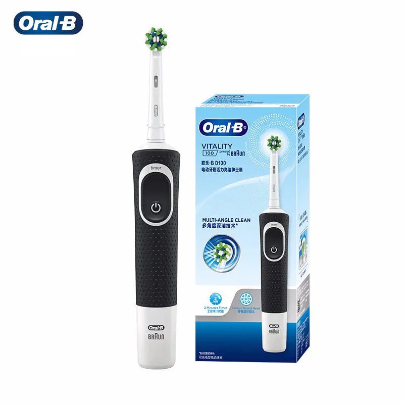 Storazone BLACK with 1head Oral B D100 Electric Toothbrush 2D Vitality Cleaning Teeth Brush Waterproof Electronic Teeth Brush Inductive Charger With Timer