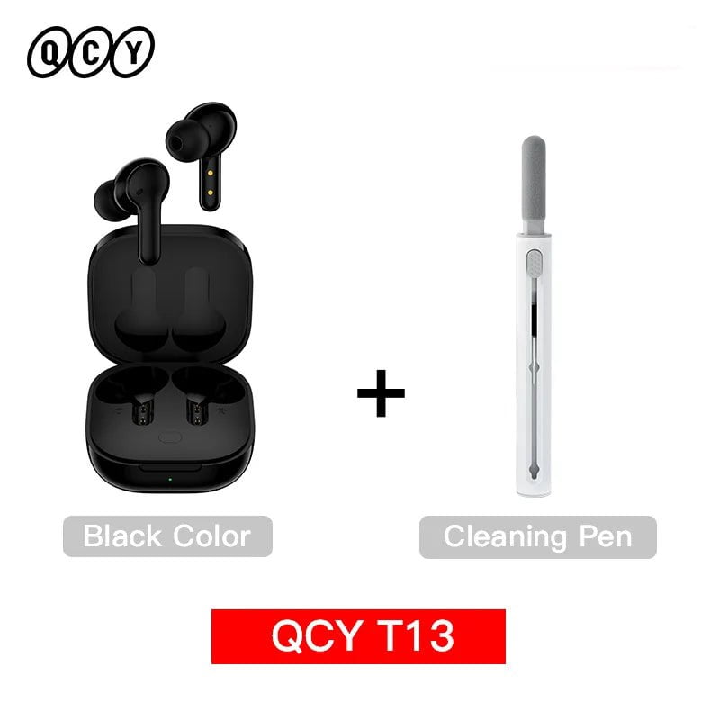 Storazone Black with ClearPen / Poland QCY T13 Wireless Smart Headphone BT5.1 TWS Earphone 4 Mic ENC HD Call Headset Touch Control Earbuds Long Standby 40H