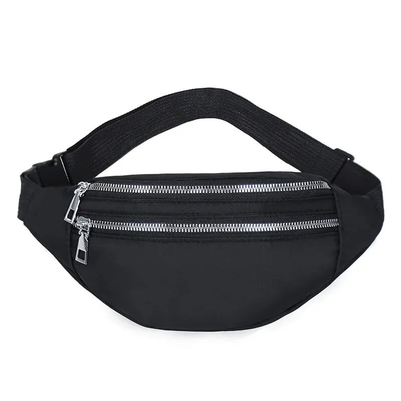 Storazone BLACK Women's Sports Waist Bag Waterproof Mobile Phone Bag Mens Fashionable Large Capacity Diagonal Chest Bag