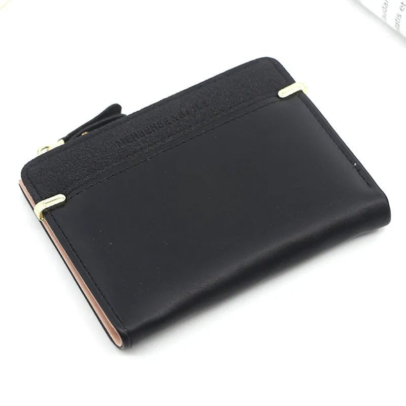 Storazone black Women's Wallet Short Women Coin Purse Fashion Wallets For Woman Card Holder Small Ladies Wallet Female Hasp Mini Clutch For Girl