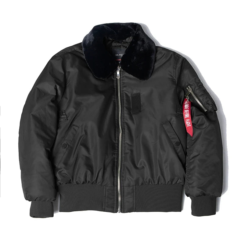 Storazone black / XS 2023 winter vintage B-15 bomber flight us air force pilot jacket streetwear coats military hip hop tactical army for men fur