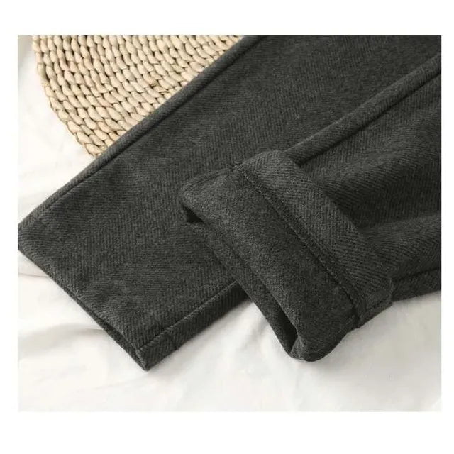 Storazone black / XXL Woolen Pants Women's Harem Pencil Pants 2022 Autumn Winter High Waisted Casual Suit Pants Office Lady Women Trousers