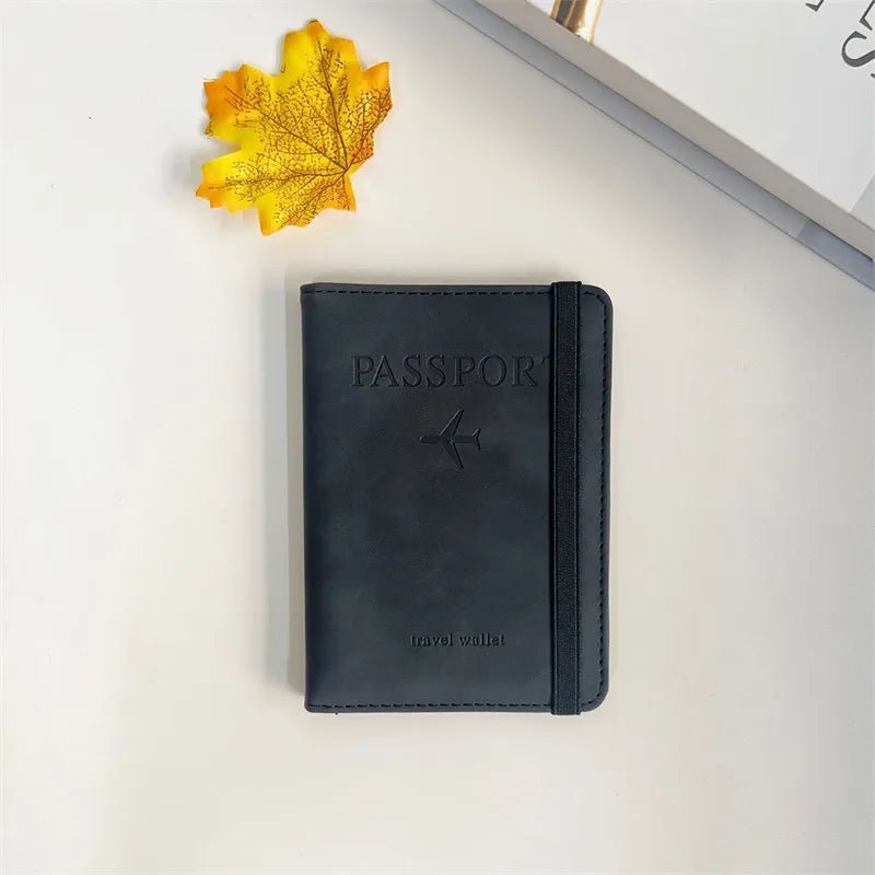 Storazone BlackA Women Men RFID Vintage Business Passport Covers Holder Multi-Function ID Bank Card PU Leather Wallet Case Travel Accessories