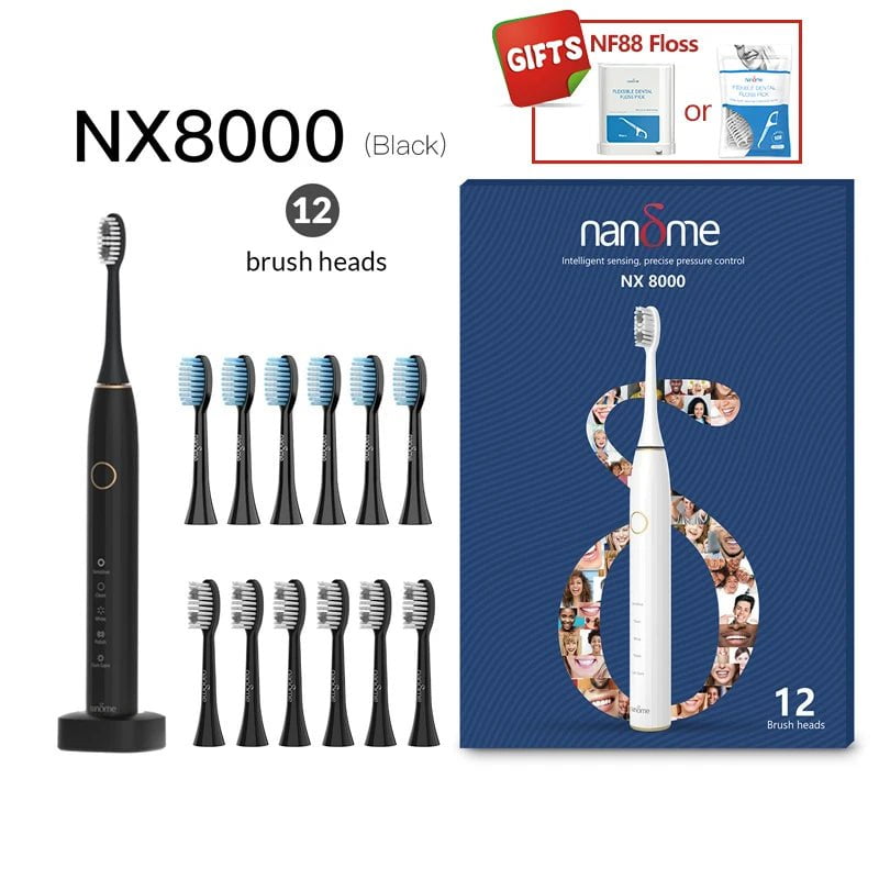 Storazone Blackx12 brush head / spain Nandme NX7000 NX8000 Smart Sonic Electric Toothbrush IPX7 Rechargeable Ultrasound Tooth Brush Ultrasonic Teethbrush