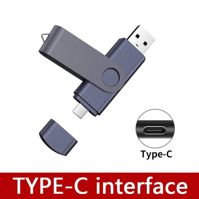 Storazone Blcak 2TB / CHINA New Type C 2TB USB Flash Drive OTG 2 IN 1 Pen Drive USB Stick High Speed 3.0 USB C 2TB Flash Disk Pendrive For Phone Laptop PC