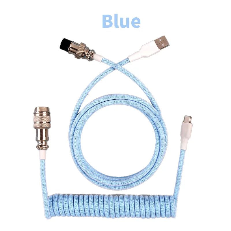 Storazone Blue / 1.8M-3M 3M Type C Mechanical Keyboard Coiled Cable USB Keyboard Wire Mechanical Keyboard Aviator Desktop Computer Aviation Connector
