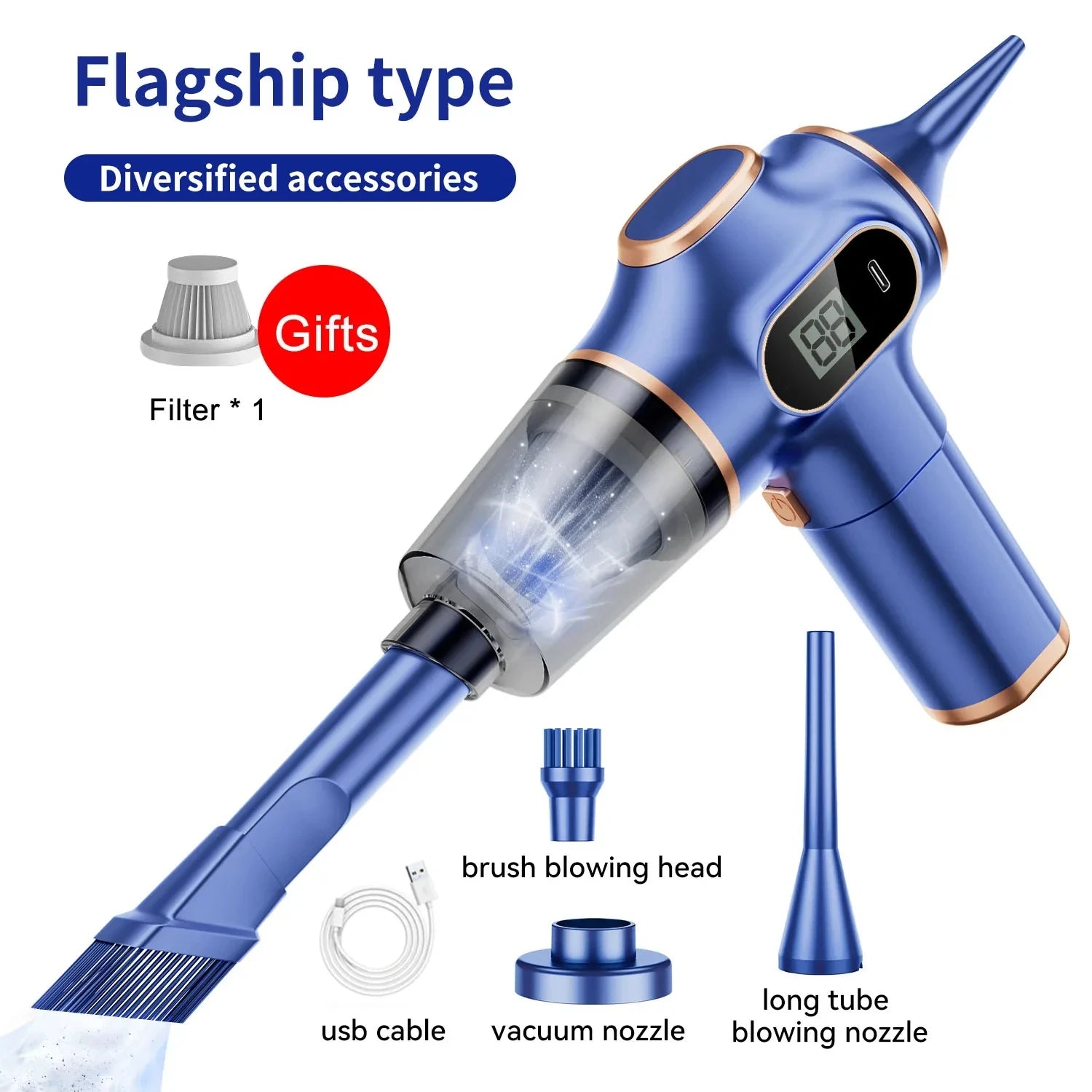 Storazone Blue 1 Pcs Filter NEW Original 9500000Pa 5 in1 Wireless Vacuum Cleaner Automobile Portable Robot Vacuum Cleaner Handheld For Car Home Appliances