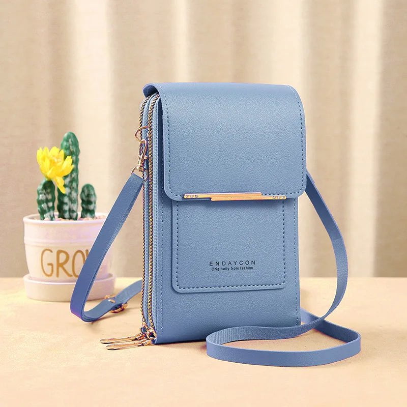 Storazone Blue / 11x4x18CM / CN Buylor Women's Handbag Touch Screen Cell Phone Purse Shoulder Bag Female Cheap Small Wallet Soft Leather Crossbody сумка женская