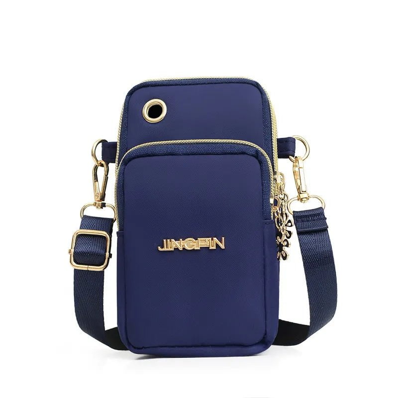 Storazone Blue / 18x8x9cm / CN Buylor New Mobile Phone Crossbody Bags for Women Fashion Women Shoulder Bag Cell Phone Pouch With Headphone Plug 3 Layer Wallet