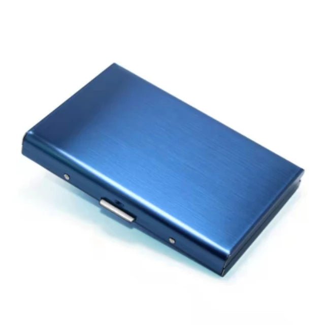 Storazone Blue 1pc Card Holder Men RFID Blocking Aluminum Metal Slim Wallet Money Bag Anti-scan Credit Card Holder Thin Case Small Male Wallet