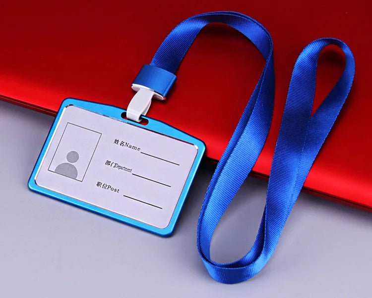 Storazone blue 2 1Pcs Aluminum Alloy Work Name Card Holders Business Work Card ID Badge Lanyard Holder Men Women Metal ID Business Case