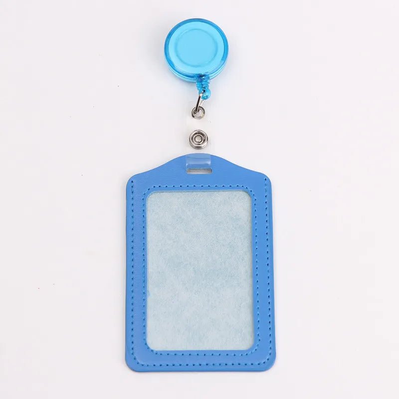 Storazone blue 2 Women Men Student Retractable Badge Reel ID Card Holder Cover Case Nurse Badge Lanyards Fashion PU Leather Card Holders Set