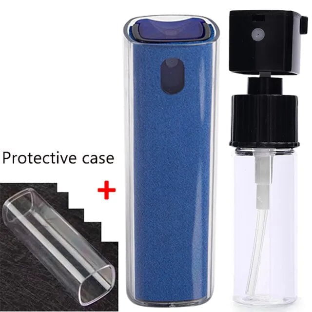 Storazone Blue 2in1 Microfiber Screen Cleaner Spray Bottle Set Mobile Phone Ipad Computer Microfiber Cloth Wipe Iphone Cleaning Glasses Wipes