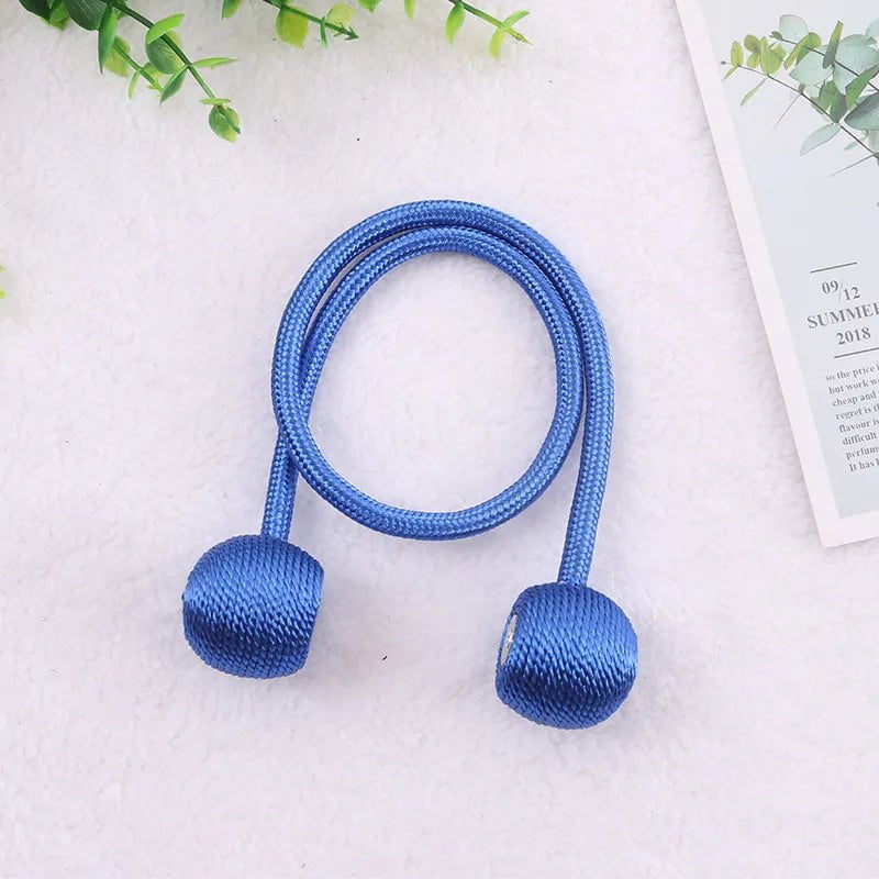 Storazone Blue / 2pcs Magnetic Ball Curtain Tiebacks Tie Rope Accessory Rods Accessoires Backs Holdbacks Buckle Clips Hook Holder Home Decor