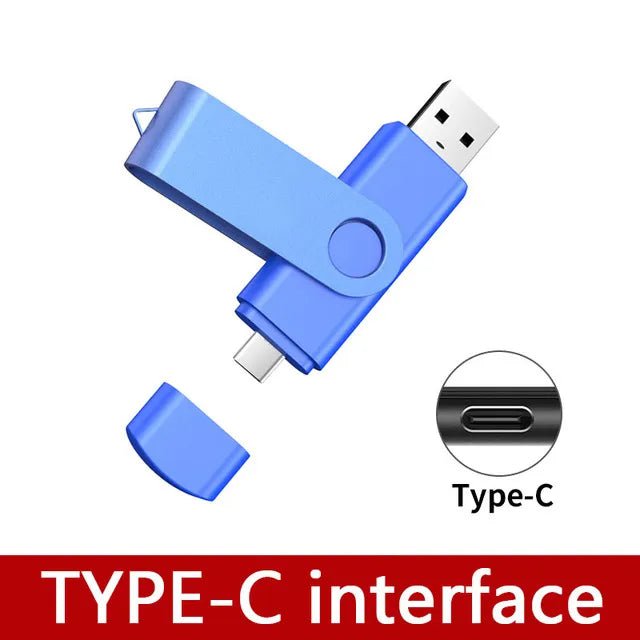 Storazone Blue 2TB / CHINA New Type C 2TB USB Flash Drive OTG 2 IN 1 Pen Drive USB Stick High Speed 3.0 USB C 2TB Flash Disk Pendrive For Phone Laptop PC