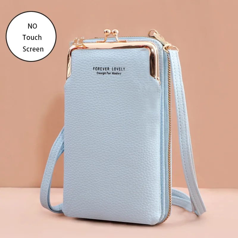 Storazone Blue 3 / 11x4x18CM / CN Buylor Women's Handbag Touch Screen Cell Phone Purse Shoulder Bag Female Cheap Small Wallet Soft Leather Crossbody сумка женская