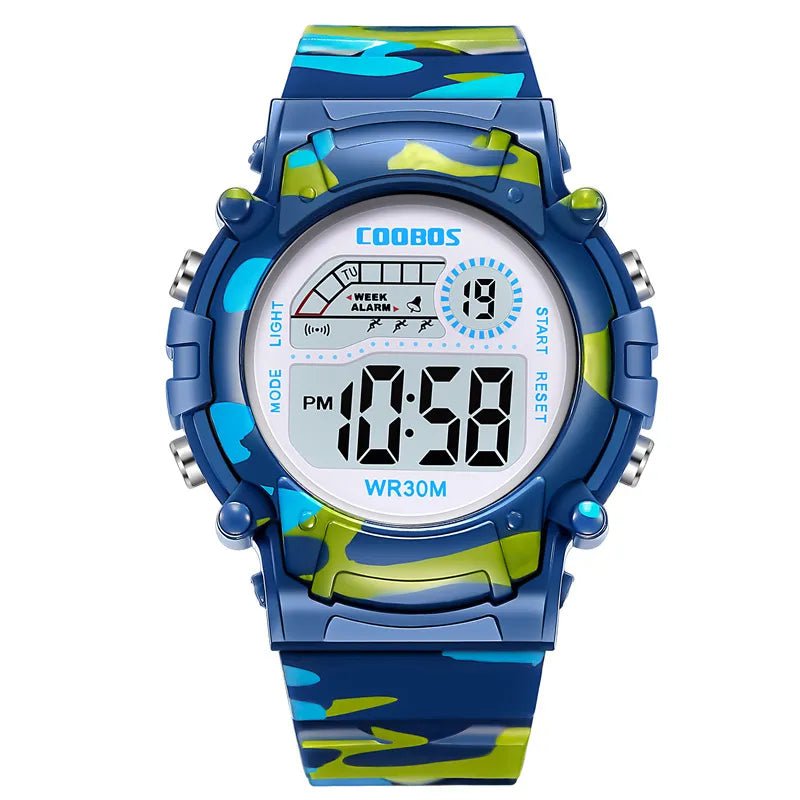 Storazone Blue 3 Electronic Watch For Boys Girls Children Luminous Dial Military Sport Watches for Kids Waterproof Multi-function Digital Watch