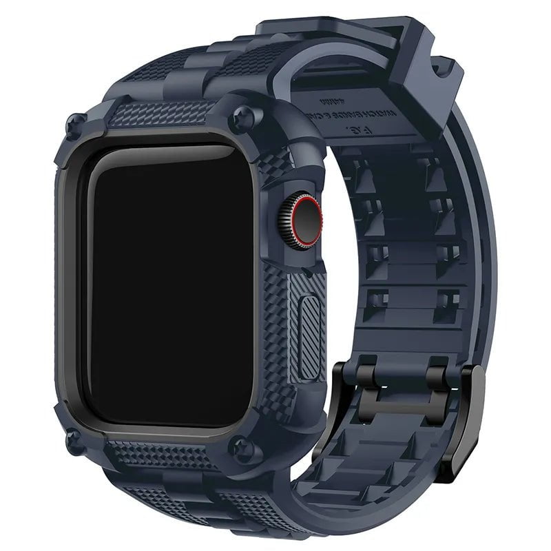 Storazone Blue / 41mm Silicone for Apple Watch Band+Case 40/41/44/45/49mm Rugged Strap for Apple Watch Ultra 2 Series 9 8 7 with Screen Protector Case