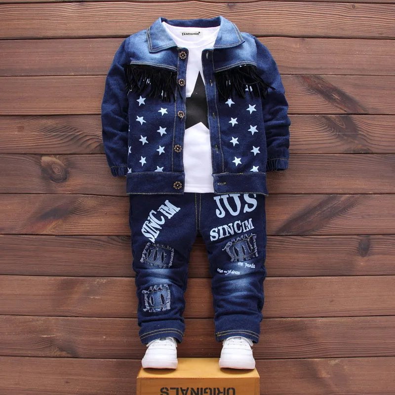 Storazone Blue / 4T 110 2024 Fashion Spring Autumn Baby Boys Clothes Set Sports Suit Children Sets Kids Clothes Denim Clothes For Boys Clothing 1-4 Year