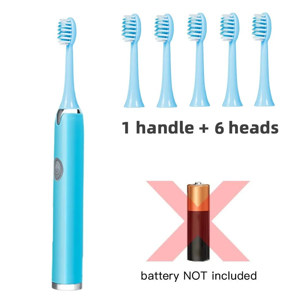 Storazone Blue 6 Bruch head Tongwode Sonic Electric Toothbrush IPX7 Waterproof Adult Couple Home Use Soft Bristle Replaceable With 6 Tooth Brush Heads