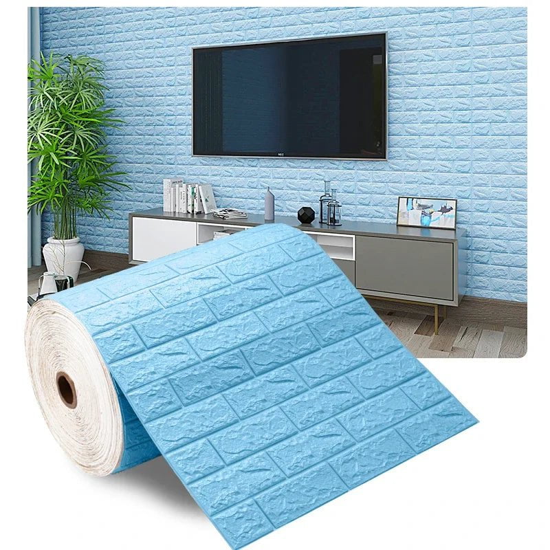 Storazone Blue / 70cmX1m 70cmx1/5/10m 3D Wallpaper Decoration Self-adhesive Antique Foam Brick Wallpaper Living Room Bedroom Waterproof 3d Wall Sticker