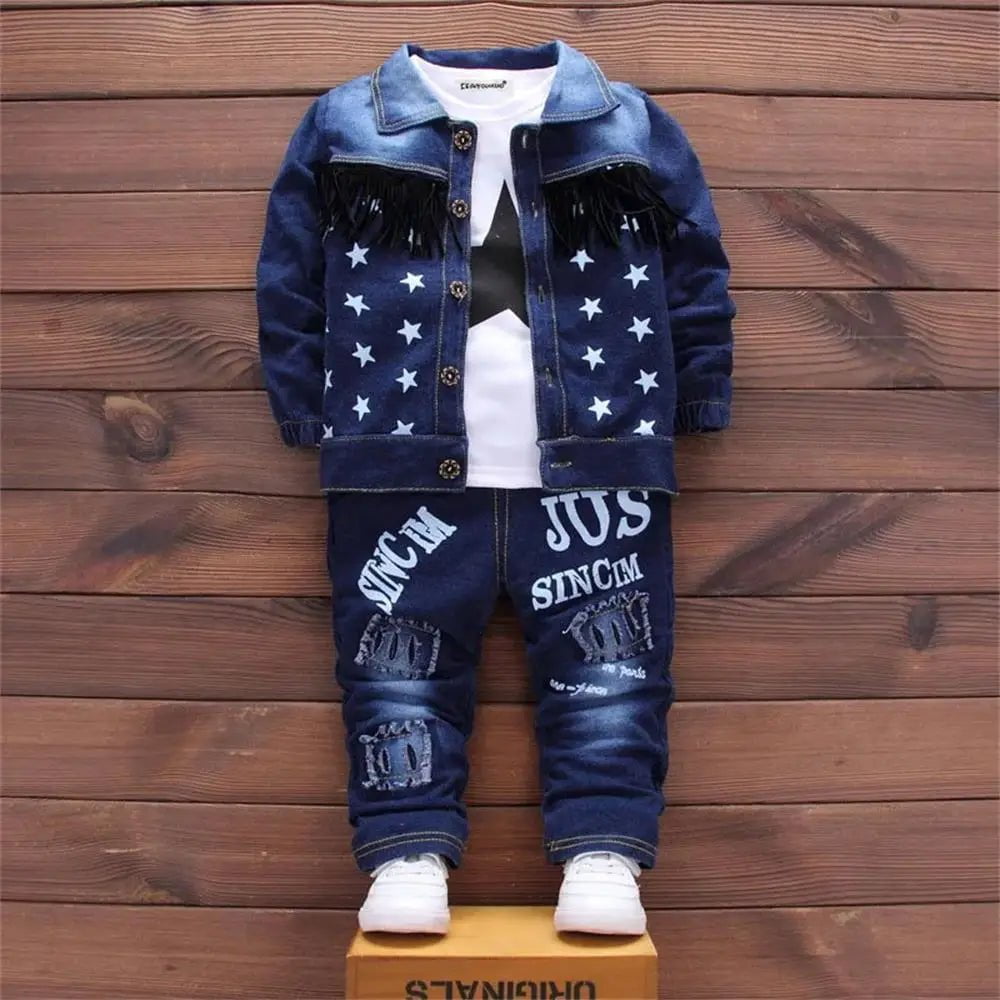 Storazone Blue / 80 9-12M Newborn Baby Boys Clothes 2024 Autumn Spring Baby Clothing Casual Star 3Pcs Suits Outfit Infant Clothing Sets For 1-2 Years