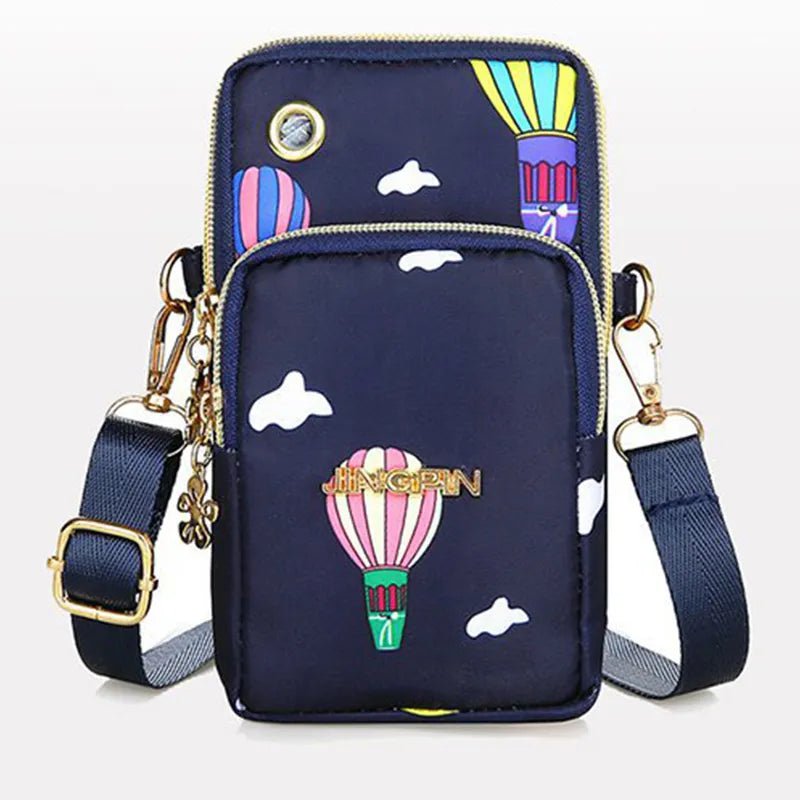 Storazone Blue Balloons / 18x8x9cm / CN Buylor New Mobile Phone Crossbody Bags for Women Fashion Women Shoulder Bag Cell Phone Pouch With Headphone Plug 3 Layer Wallet