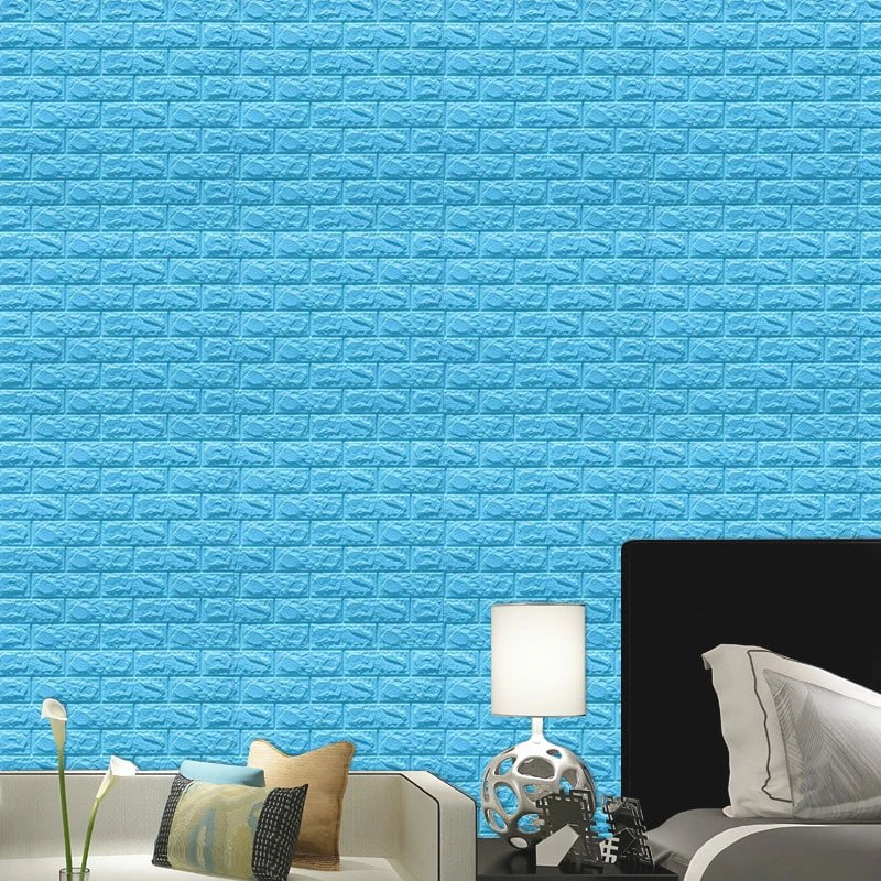 Storazone blue / CHINA 10pcs 3D Wall Sticker Imitation Brick Bedroom Christmas Home Decoration Waterproof Self Adhesive Wallpaper For Living Room