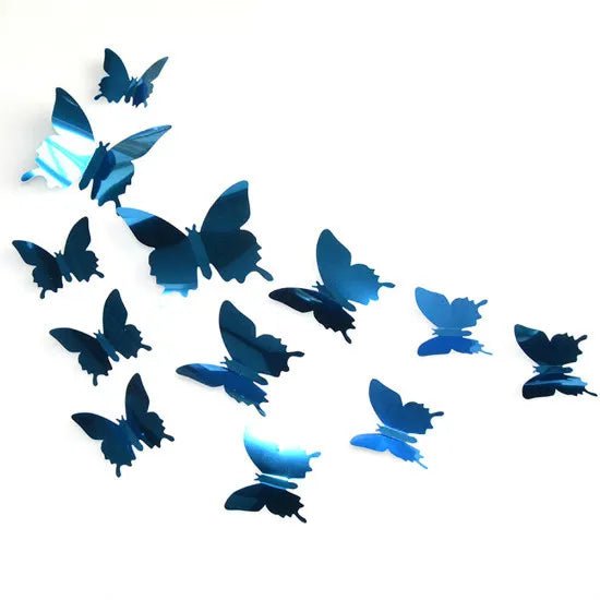 Storazone Blue / CHINA 12Pcs/lot 3D Butterfly Mirror Wall Sticker Decal Wall Art Removable Wedding Decoration Kids Room Decoration Sticker